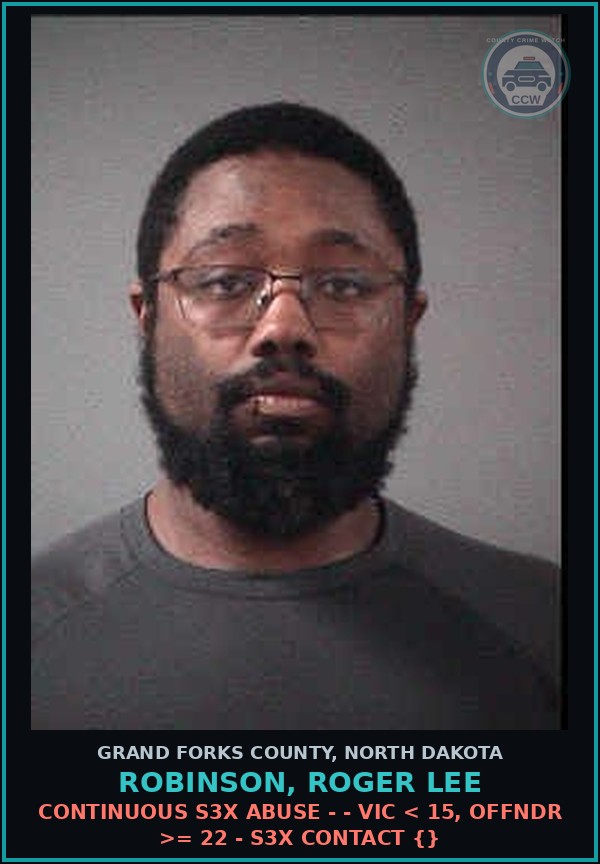Booking mugshot of Robinson, Roger Lee in Grand Forks County