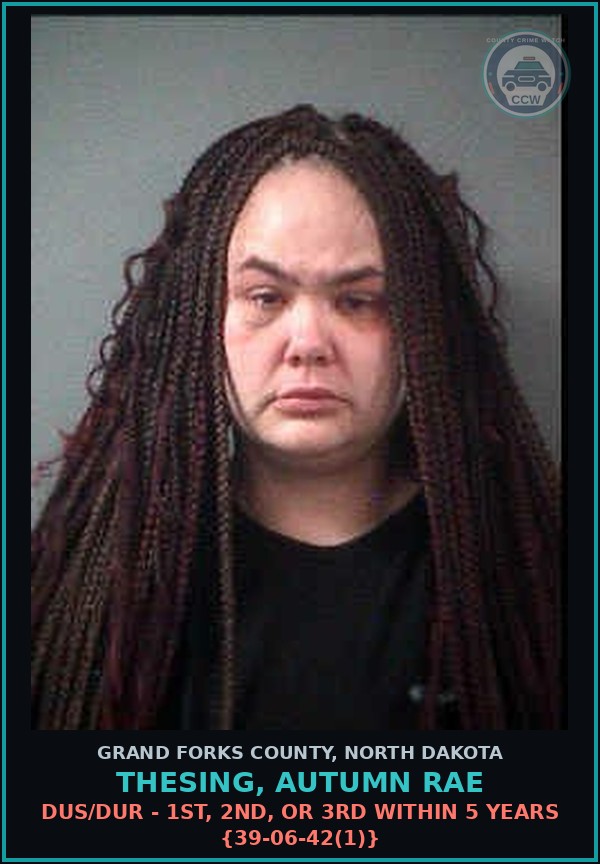 Booking mugshot of Thesing, Autumn Rae in Grand Forks County
