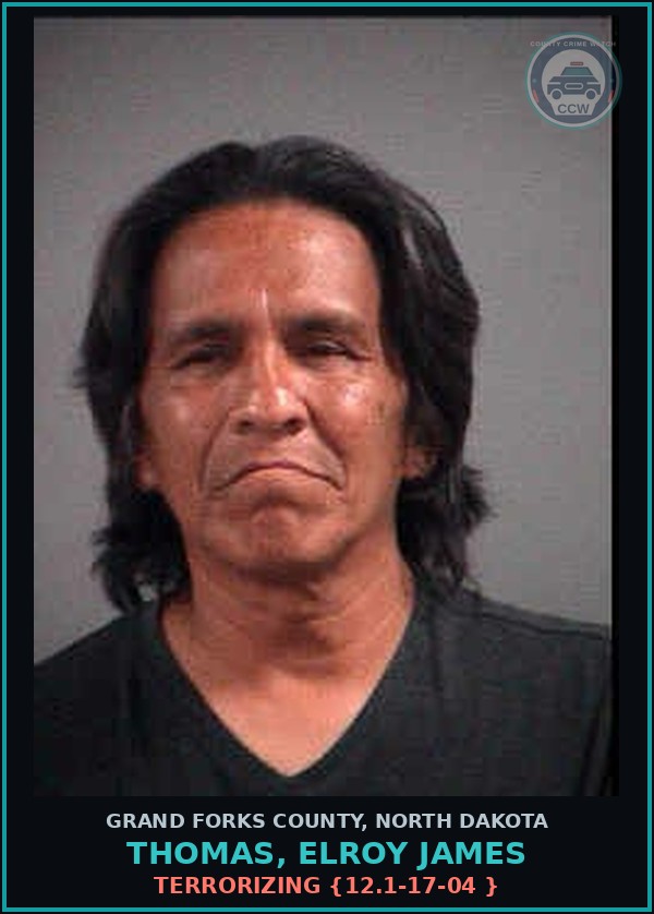 Booking mugshot of Thomas, Elroy James in Grand Forks County