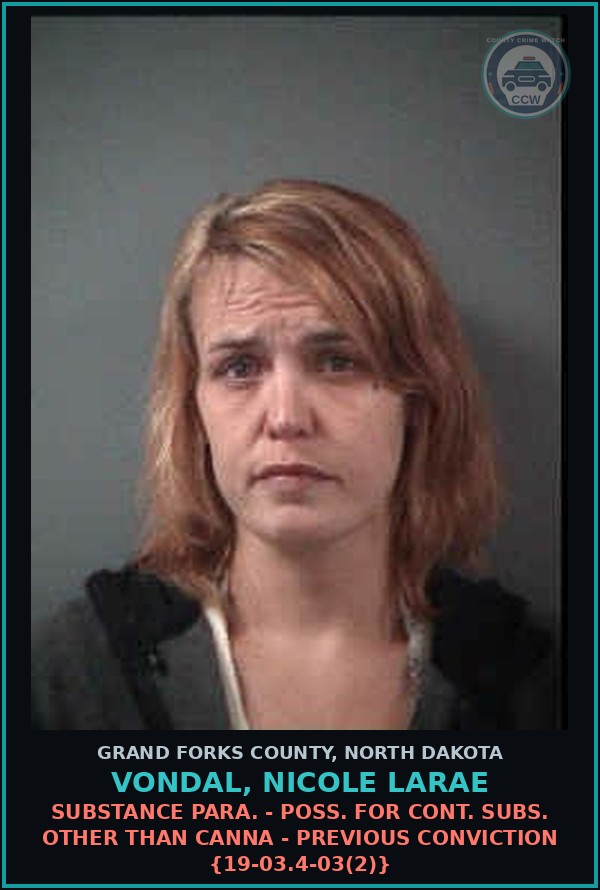 Booking mugshot of Vondal, Nicole Larae in Grand Forks County