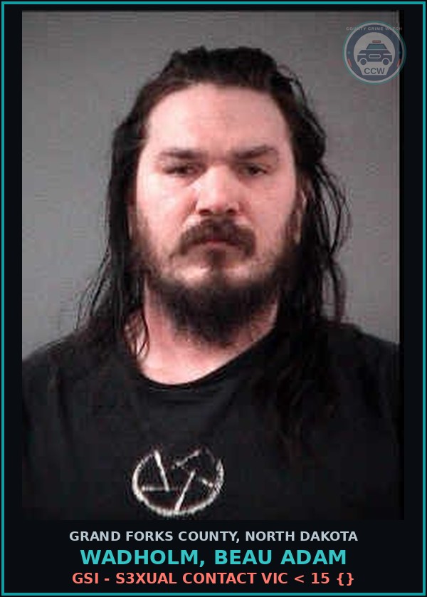 Booking mugshot of Wadholm, Beau Adam in Grand Forks County