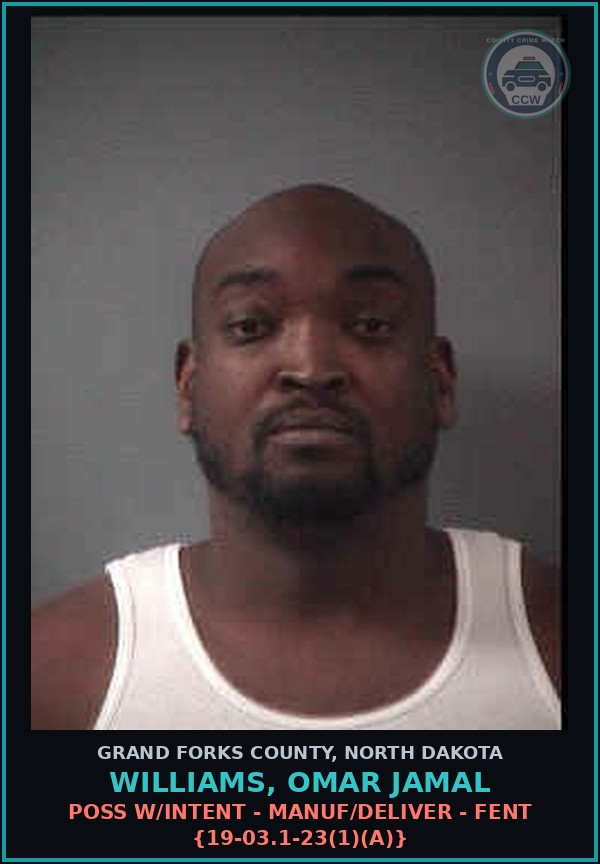 Booking mugshot of Williams, Omar Jamal in Grand Forks County
