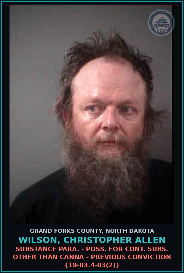 Booking mugshot of Wilson, Christopher Allen in Grand Forks County