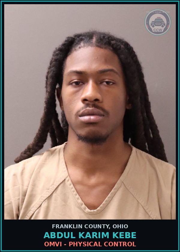 Booking mugshot of Abdul Karim Kebe in Franklin County