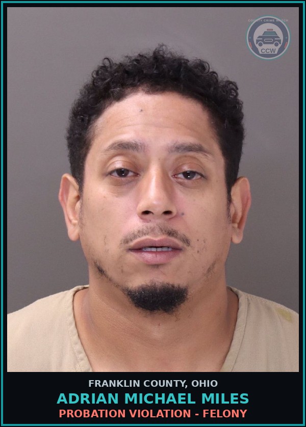 Booking mugshot of Adrian Michael Miles in Franklin County