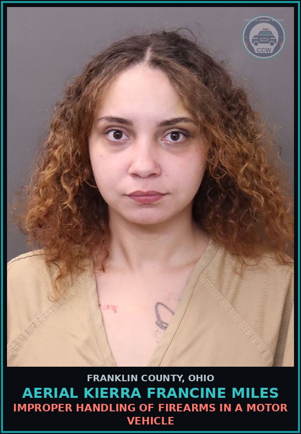 Booking mugshot of Aerial Kierra Francine Miles in Franklin County