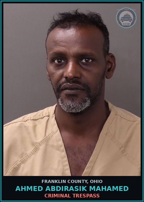 Booking mugshot of Ahmed Abdirasik Mahamed in Franklin County