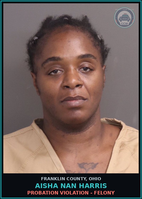 Booking mugshot of Aisha Nan Harris in Franklin County
