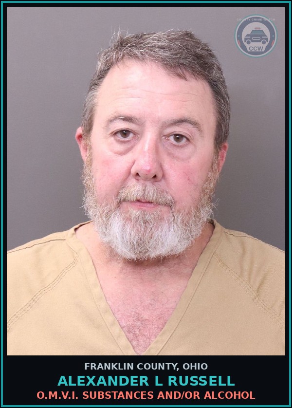 Booking mugshot of Alexander L Russell in Franklin County