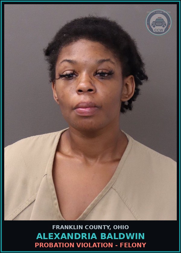 Booking mugshot of Alexandria Baldwin in Franklin County