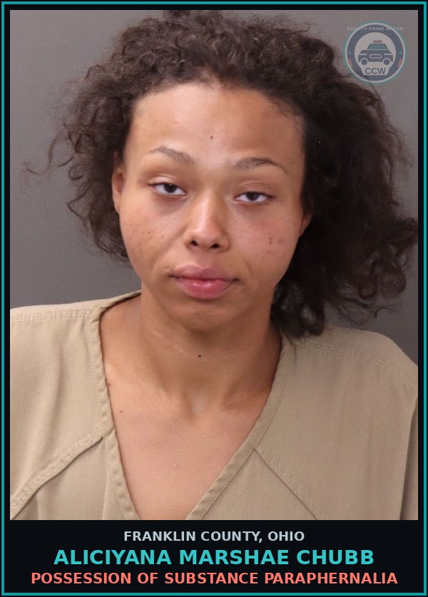 Booking mugshot of Aliciyana Marshae Chubb in Franklin County