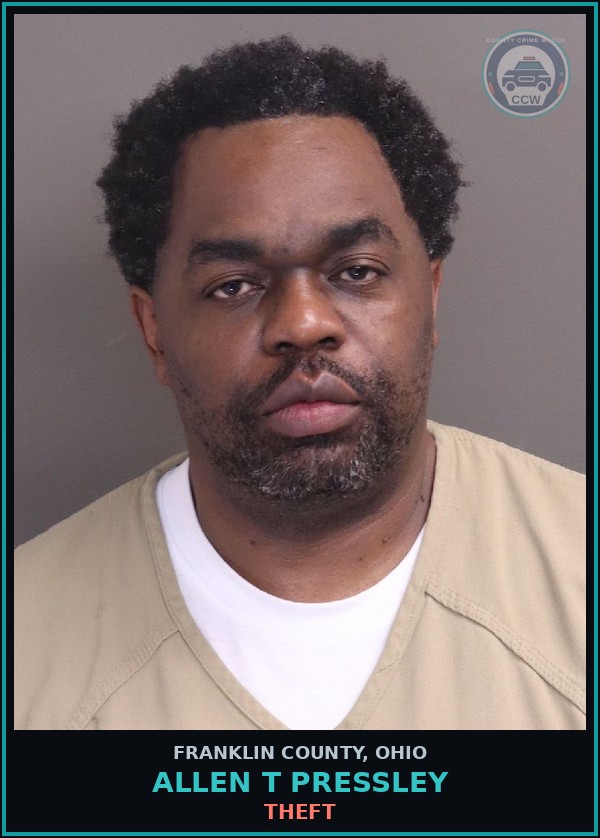 Booking mugshot of Allen T Pressley in Franklin County
