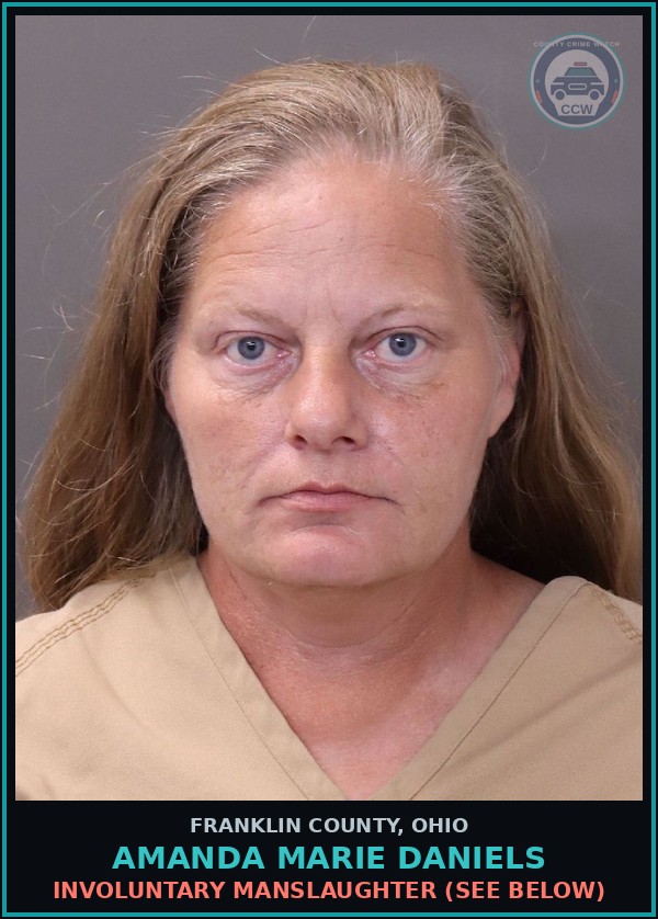 Booking mugshot of Amanda Marie Daniels in Franklin County