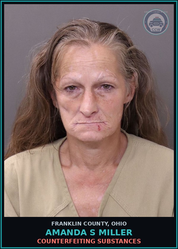 Booking mugshot of Amanda S Miller in Franklin County