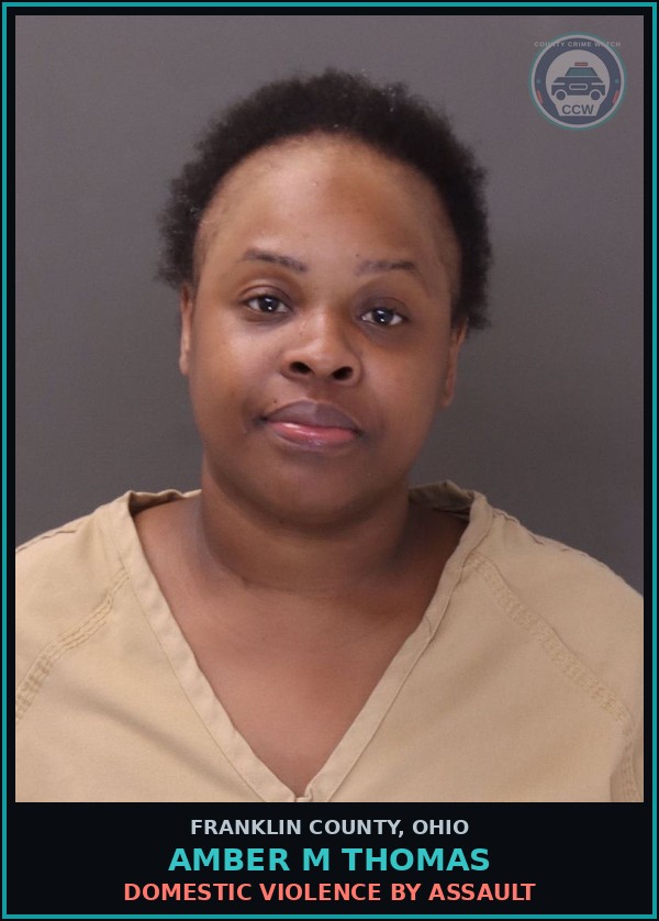 Booking mugshot of Amber M Thomas in Franklin County