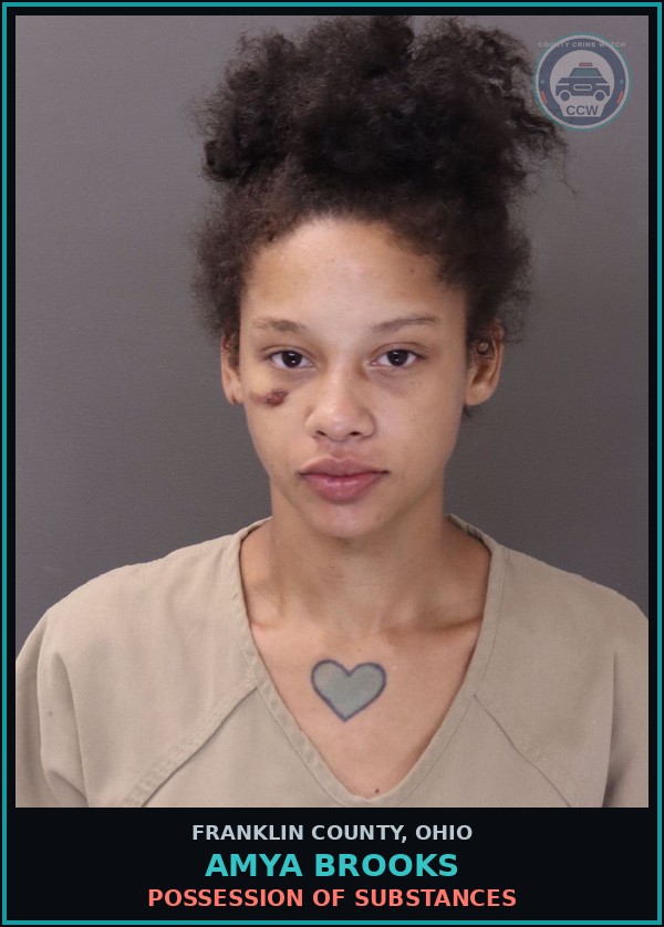 Booking mugshot of Amya Brooks in Franklin County