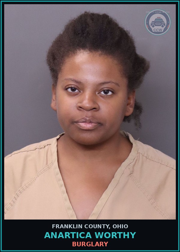 Booking mugshot of Anartica Worthy in Franklin County