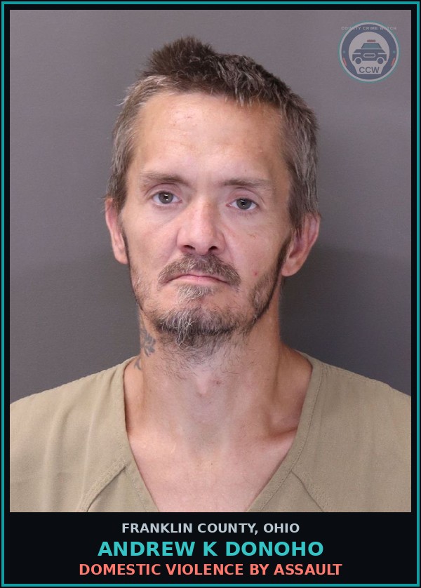 Booking mugshot of Andrew K Donoho in Franklin County