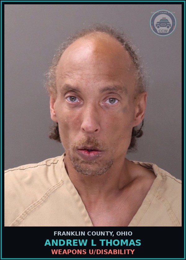 Booking mugshot of Andrew L Thomas in Franklin County