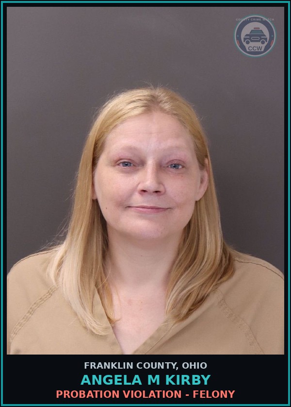 Booking mugshot of Angela M Kirby in Franklin County