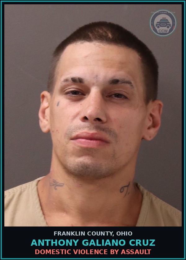 Booking mugshot of Anthony Galiano Cruz in Franklin County