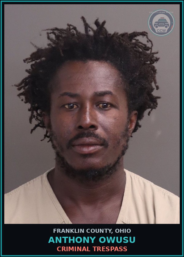 Booking mugshot of Anthony Owusu in Franklin County