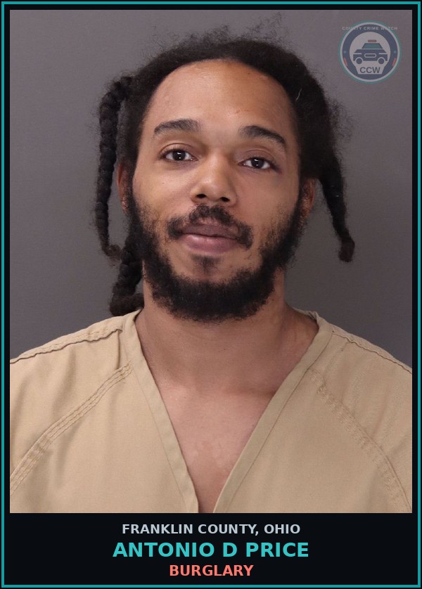 Booking mugshot of Antonio D Price in Franklin County