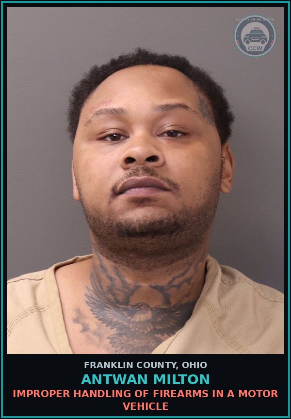 Booking mugshot of Antwan Milton in Franklin County