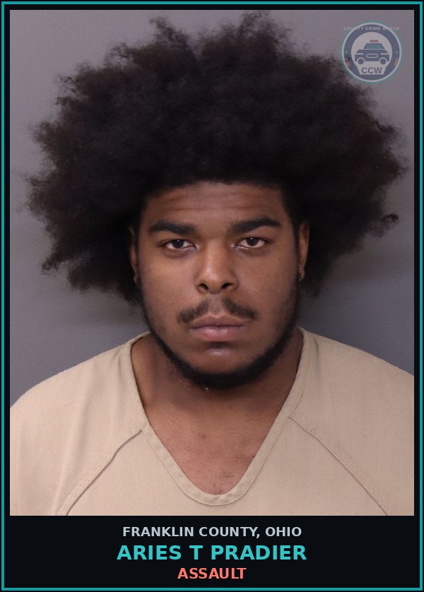 Booking mugshot of Aries T Pradier in Franklin County