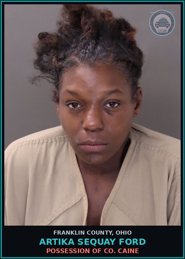 Booking mugshot of Artika Sequay Ford in Franklin County