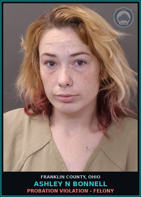 Booking mugshot of Ashley N Bonnell in Franklin County