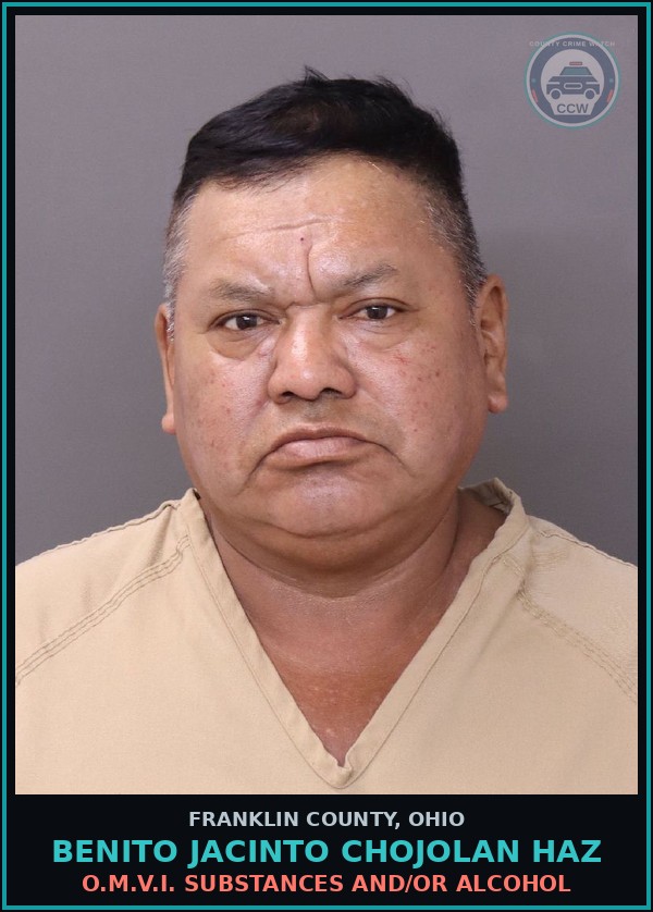 Booking mugshot of Benito Jacinto Chojolan Haz in Franklin County