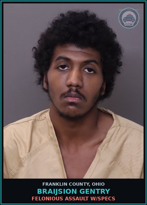 Booking mugshot of Braijsion Gentry in Franklin County