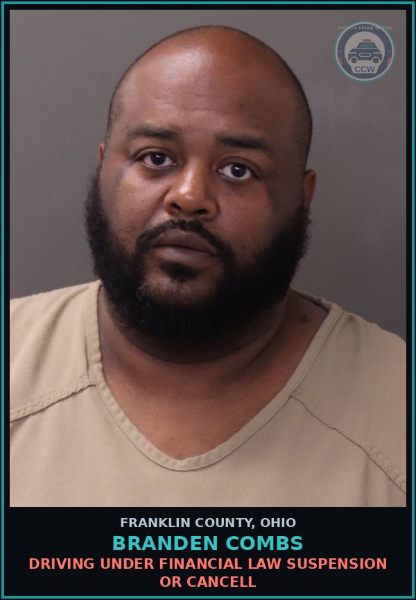 Booking mugshot of Branden Combs in Franklin County