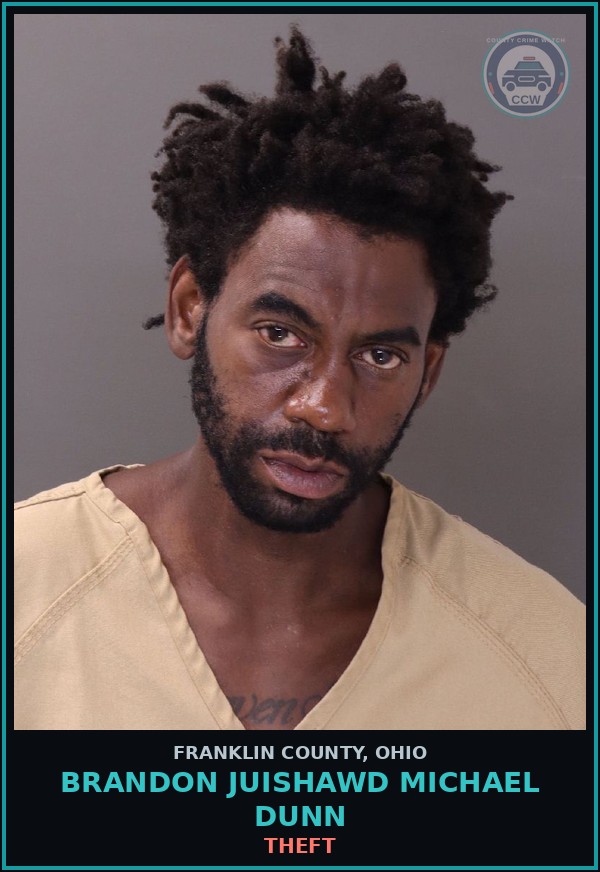 Booking mugshot of Brandon Juishawd Michael Dunn in Franklin County
