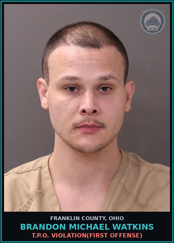 Booking mugshot of Brandon Michael Watkins in Franklin County