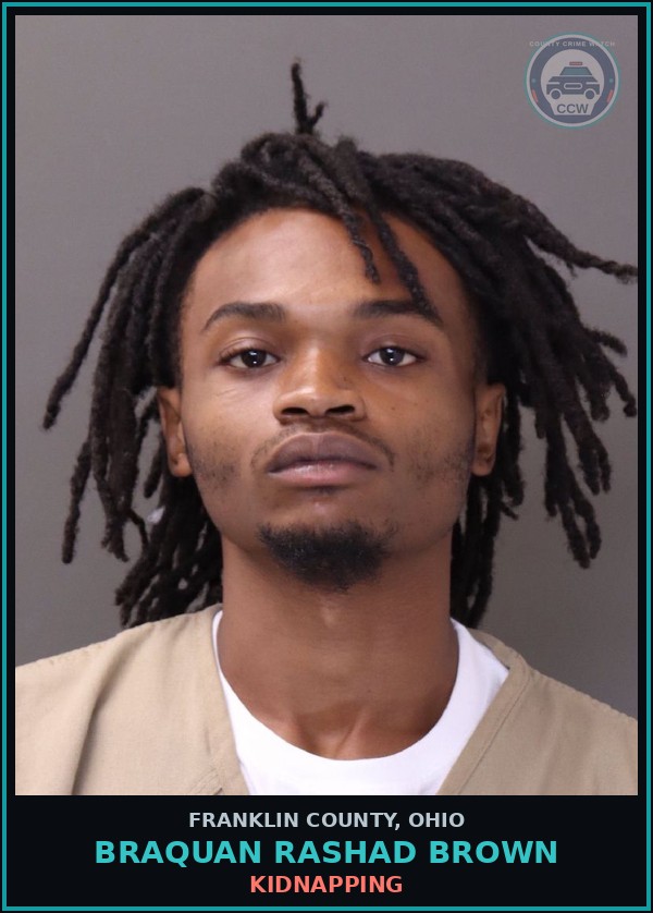 Booking mugshot of Braquan Rashad Brown in Franklin County