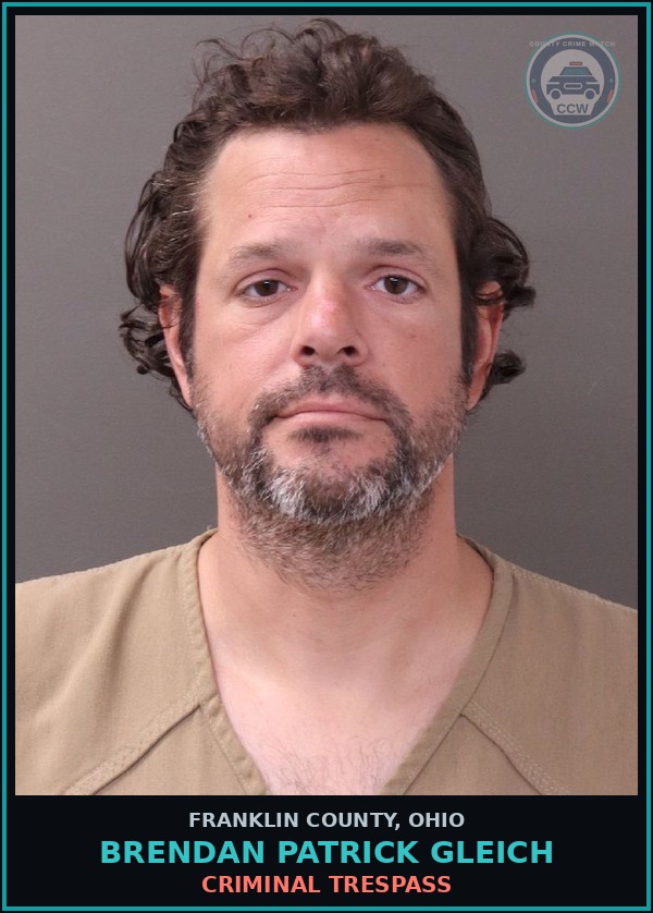 Booking mugshot of Brendan Patrick Gleich in Franklin County