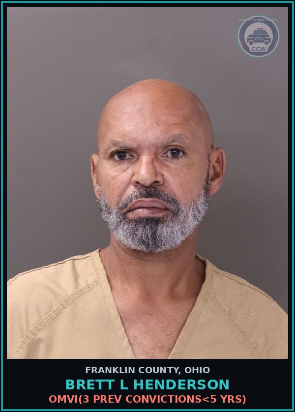 Booking mugshot of Brett L Henderson in Franklin County