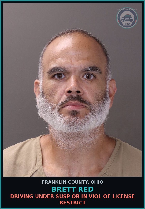 Booking mugshot of Brett Red in Franklin County