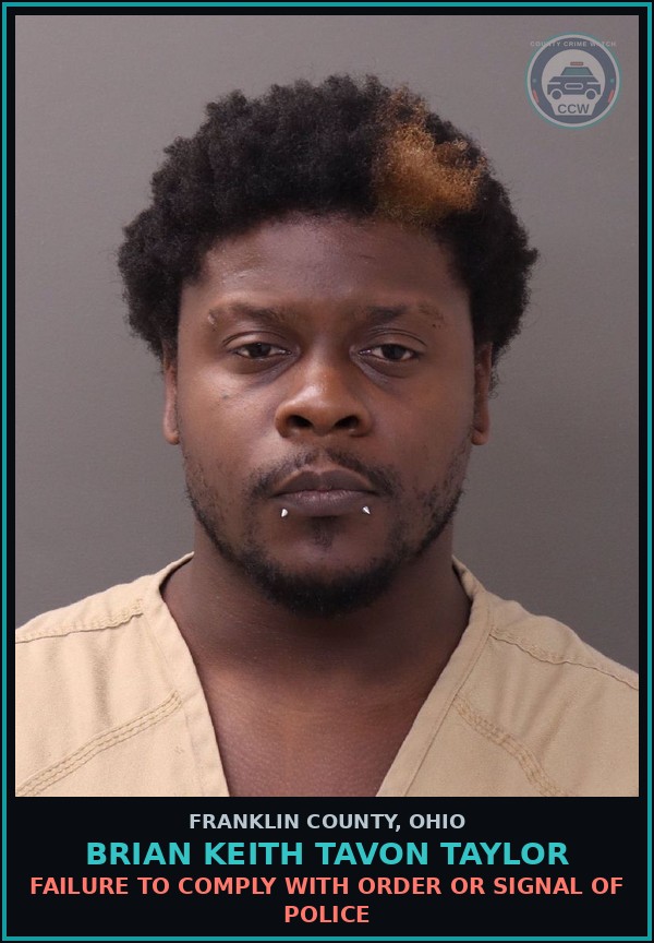 Booking mugshot of Brian Keith Tavon Taylor in Franklin County