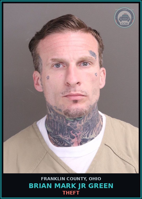 Booking mugshot of Brian Mark Jr Green in Franklin County