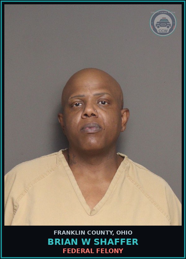 Booking mugshot of Brian W Shaffer in Franklin County