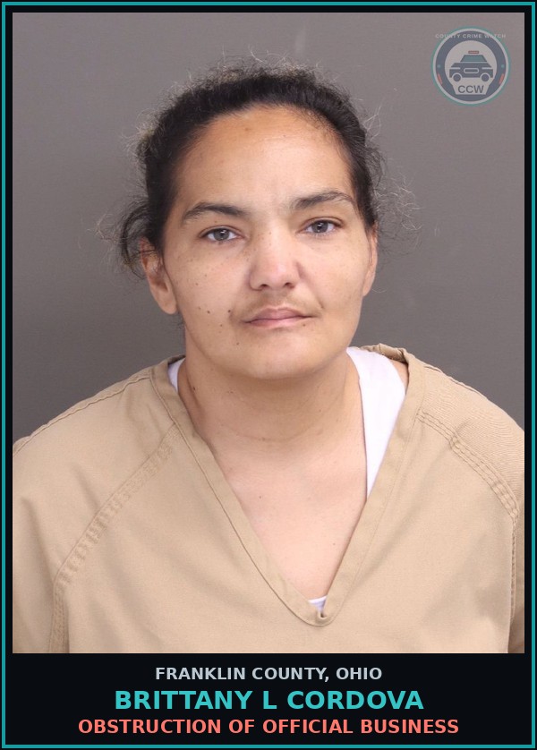 Booking mugshot of Brittany L Cordova in Franklin County
