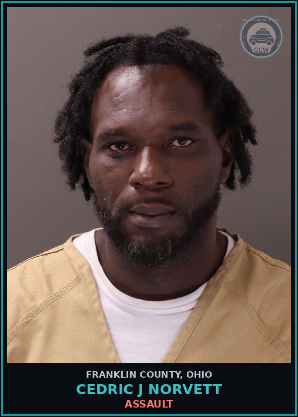 Booking mugshot of Cedric J Norvett in Franklin County