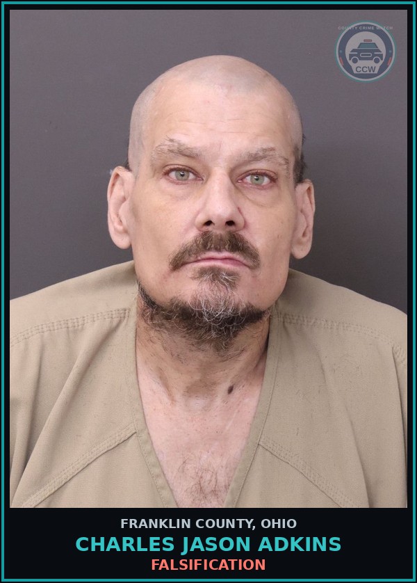 Booking mugshot of Charles Jason Adkins in Franklin County