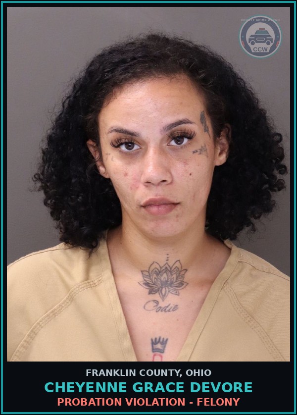 Booking mugshot of Cheyenne Grace Devore in Franklin County