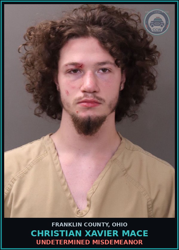 Booking mugshot of Christian Xavier Mace in Franklin County