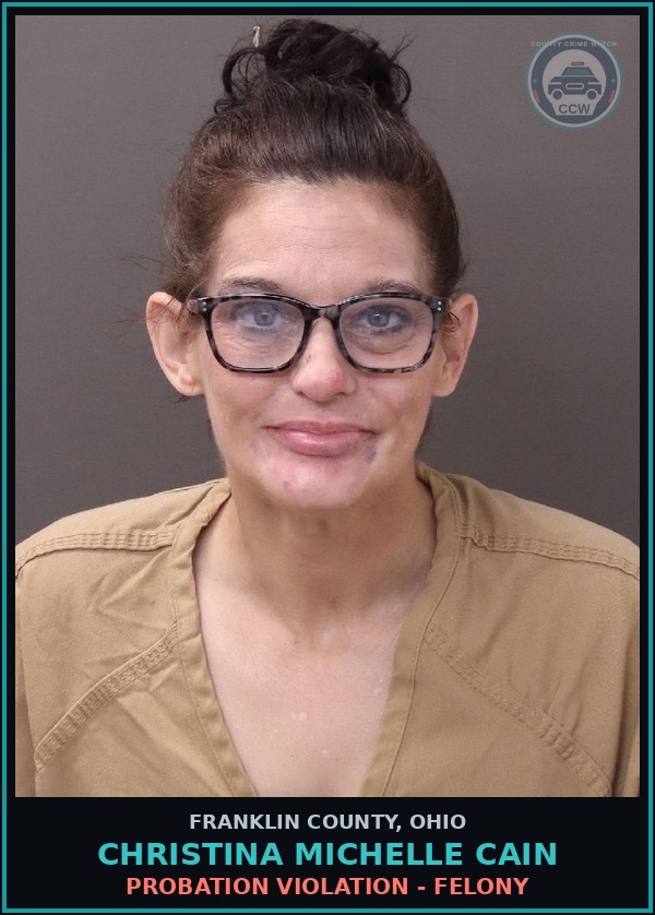 Booking mugshot of Christina Michelle Cain in Franklin County