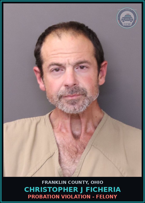 Booking mugshot of Christopher J Ficheria in Franklin County